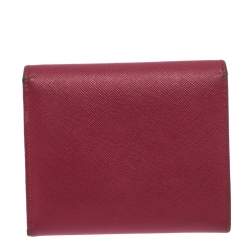 Pre Owned Prada Pink Saffiano Leather Trifold Wallet