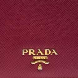 Pre Owned Prada Pink Saffiano Leather Trifold Wallet