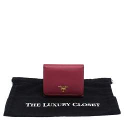 Pre Owned Prada Pink Saffiano Leather Trifold Wallet