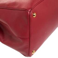 Pre Owned Prada Red Saffiano Lux Leather Large Gardener's Tote