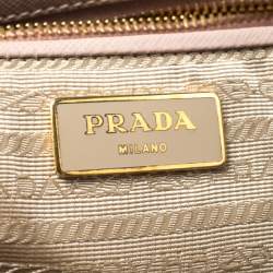 Pre Owned Prada Beige Saffiano Lux Leather Large Double Zip Tote