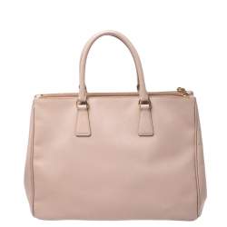 Pre Owned Prada Beige Saffiano Lux Leather Large Double Zip Tote