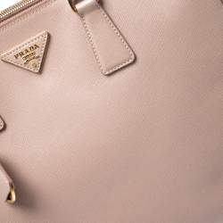 Pre Owned Prada Beige Saffiano Lux Leather Large Double Zip Tote