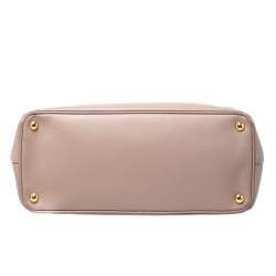 Pre Owned Prada Beige Saffiano Lux Leather Large Double Zip Tote