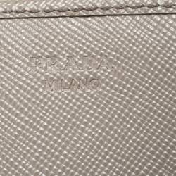 Pre Owned Prada Grey Saffiano Leather Flap Continental Wallet