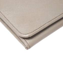 Pre Owned Prada Grey Saffiano Leather Flap Continental Wallet