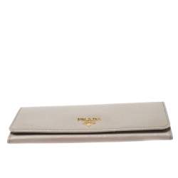 Pre Owned Prada Grey Saffiano Leather Flap Continental Wallet