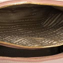 Pre Owned Prada Nude Beige Saffiano Lux Leather Medium Double Zip Tote