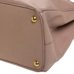 Pre Owned Prada Nude Beige Saffiano Lux Leather Medium Double Zip Tote