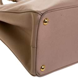 Pre Owned Prada Nude Beige Saffiano Lux Leather Medium Double Zip Tote