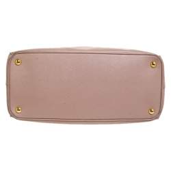 Pre Owned Prada Nude Beige Saffiano Lux Leather Medium Double Zip Tote