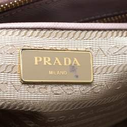 Pre Owned Prada Nude Beige Saffiano Lux Leather Medium Double Zip Tote