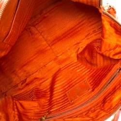 Pre Owned Prada Orange Glazed Leather Bauletto Satchel