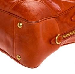 Pre Owned Prada Orange Glazed Leather Bauletto Satchel