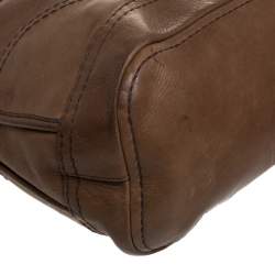 Prada Dark Brown Soft Leather Pushlock Hobo