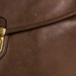 Prada Dark Brown Soft Leather Pushlock Hobo
