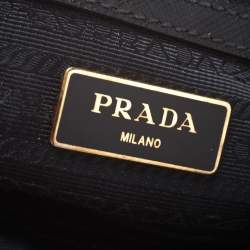 Pre Owned Prada Black Saffiano Leather Mini Double Zip Tote