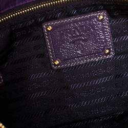 Pre Owned Prada Purple Satin Jeweled Chain Clutch