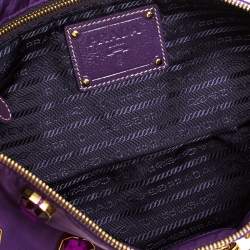 Pre Owned Prada Purple Satin Jeweled Chain Clutch