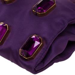 Pre Owned Prada Purple Satin Jeweled Chain Clutch
