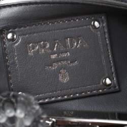 Pre Owned Prada Grey Patent Leather Crystal Encrusted Chain Clutch