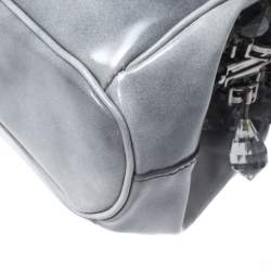 Pre Owned Prada Grey Patent Leather Crystal Encrusted Chain Clutch