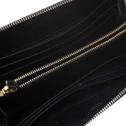 Pre Owned Prada Black Saffiano Lux Leather Bow Zip Around Wallet