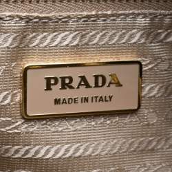 Prada Orange/Pink Perforated Leather Small Fori Striped Boston Bag