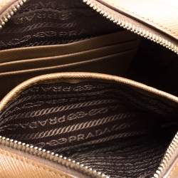 Pre Owned Prada Caramel Saffiano Leather Camera Pushlock Crossbody Bag