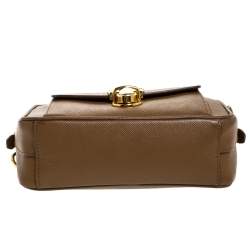 Pre Owned Prada Caramel Saffiano Leather Camera Pushlock Crossbody Bag