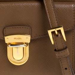 Pre Owned Prada Caramel Saffiano Leather Camera Pushlock Crossbody Bag