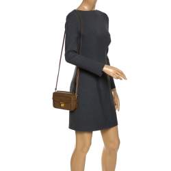 Pre Owned Prada Caramel Saffiano Leather Camera Pushlock Crossbody Bag