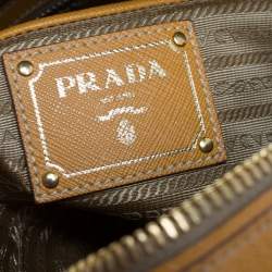 Pre Owned Prada Ocra Yellow Saffiano Leather Bauletto Bag