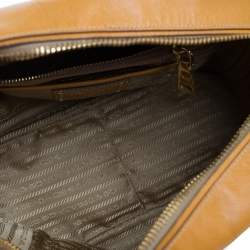 Pre Owned Prada Ocra Yellow Saffiano Leather Bauletto Bag