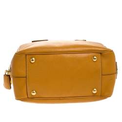 Pre Owned Prada Ocra Yellow Saffiano Leather Bauletto Bag