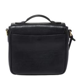 Pre Owned Prada Black Saffiano Leather Small Sound Crossbody Bag