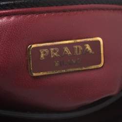 Pre Owned Prada Black Saffiano Leather Small Sound Crossbody Bag