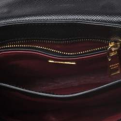 Pre Owned Prada Black Saffiano Leather Small Sound Crossbody Bag