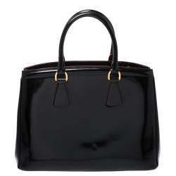 Pre Owned Prada Black Lux Patent Leather Parabole Tote