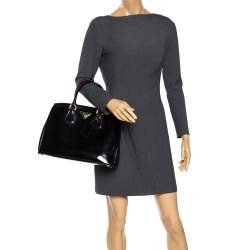 Pre Owned Prada Black Lux Patent Leather Parabole Tote