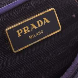 Pre Owned Prada Purple Saffiano Lux Leather Zip Hobo
