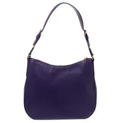 Pre Owned Prada Purple Saffiano Lux Leather Zip Hobo