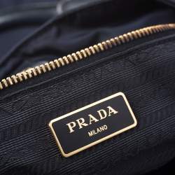 Pre Owned Prada Navy Blue Tessuto and Saffiano Leather Tote