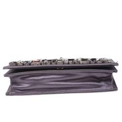 Pre Owned Prada Purple Satin Embellished Crystals Clutch