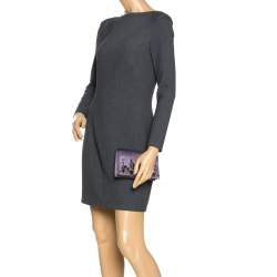 Pre Owned Prada Purple Satin Embellished Crystals Clutch