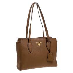 Pre Owned Prada Tan Vitello Leather Tote