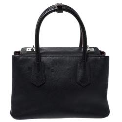 Pre Owned Prada Black Saffiano Cuir Leather Twin Bag