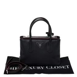 Pre Owned Prada Black Saffiano Cuir Leather Twin Bag