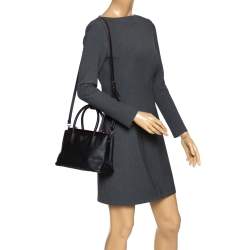 Pre Owned Prada Black Saffiano Cuir Leather Twin Bag