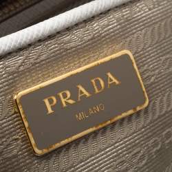 Pre Owned Prada Beige/White Saffiano Lux Leather Parabole Shopping Tote